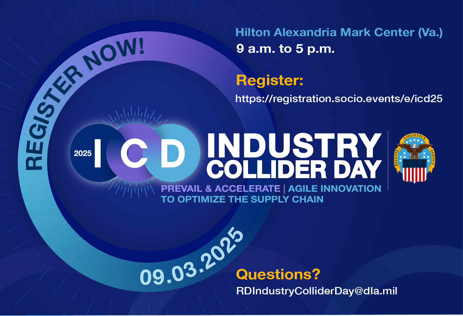 Abstract Save the Date poster for 2025 Industry Collider Day